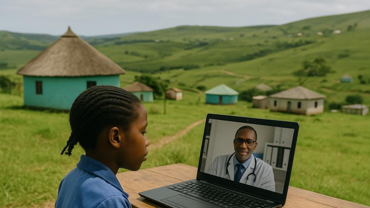 Patient accessing a doctor via telemedicine in a rural community